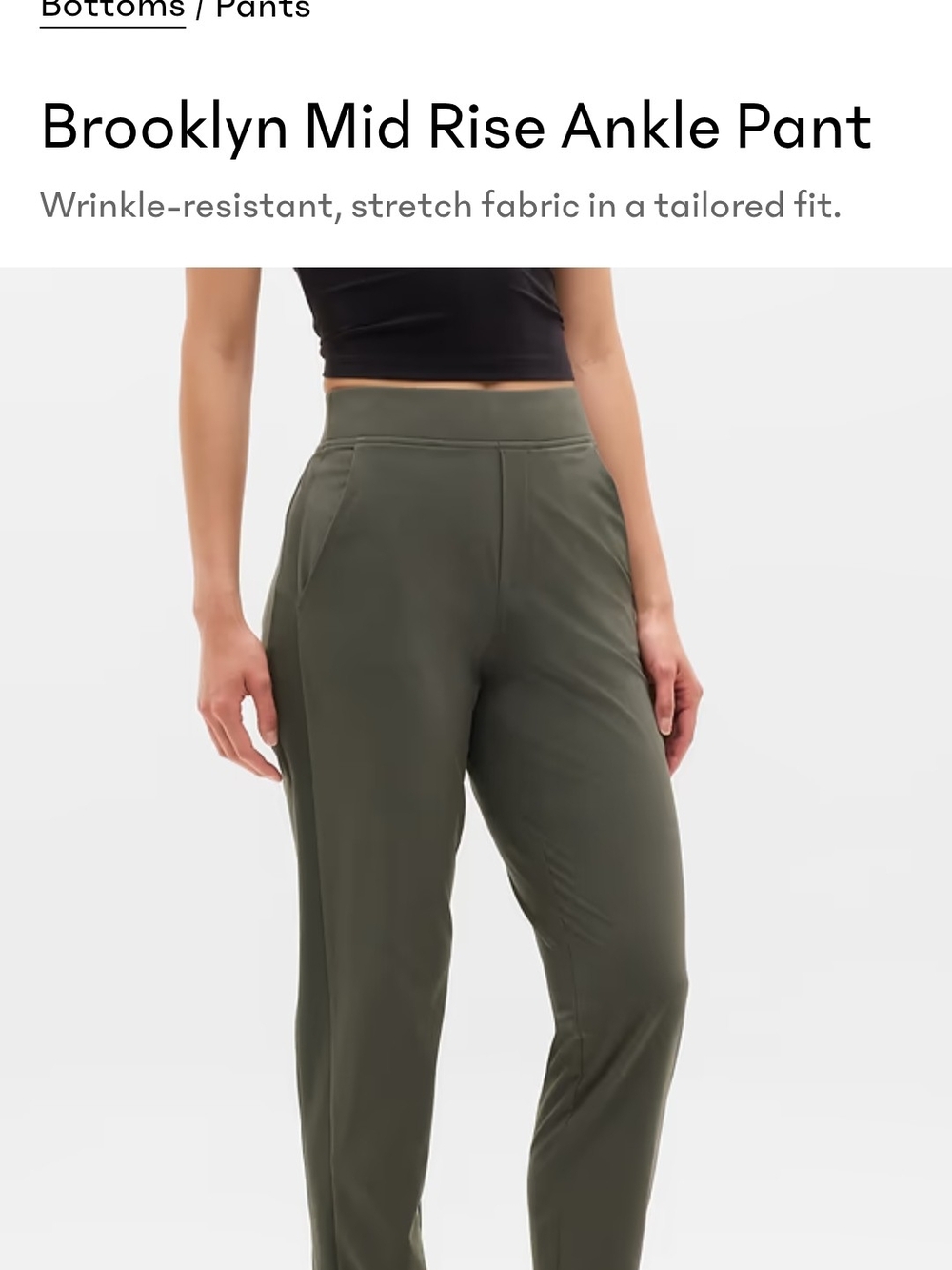 Athleta Olive Green Straight-Leg Dress Pants